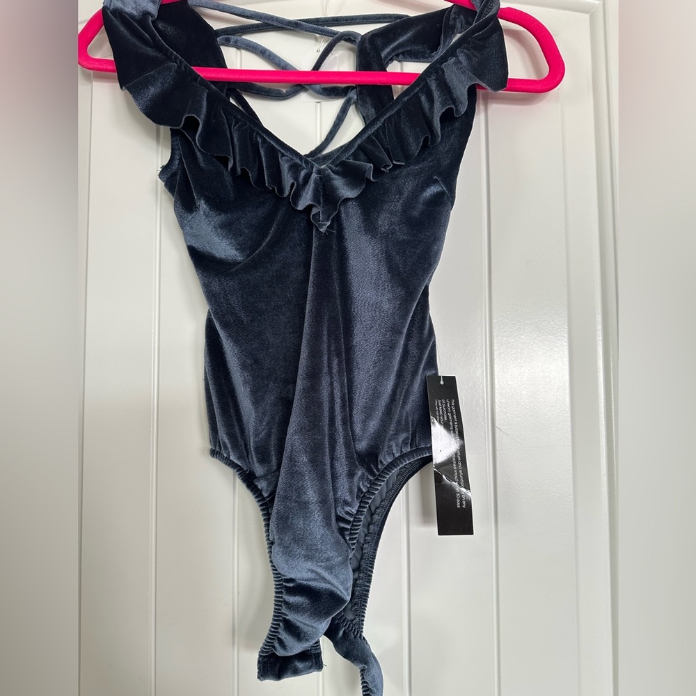 WYLDR Charcoal Velvet Bodysuit